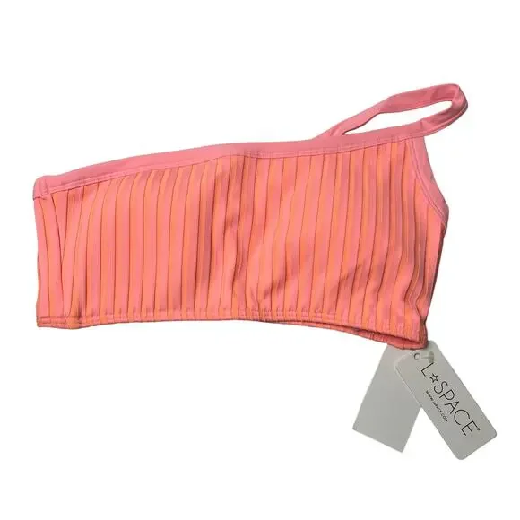 L*SPACE Axel Bikini Top Crystal Pink Lemon Drop One Shoulder Pullover Large NEW - Picture 5 of 8